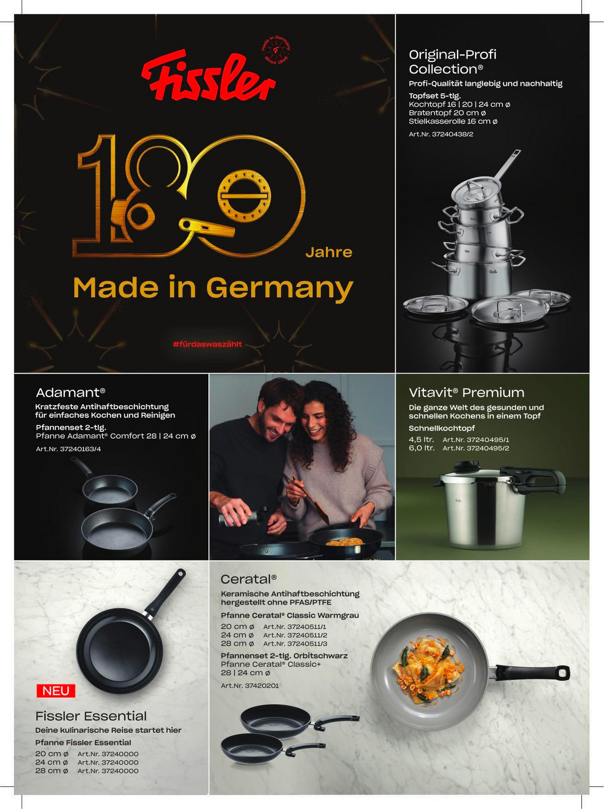 KOCHTOPFSET ORIGINAL-PROFI COLLECTION® 5-teilig  - Silberfarben, Design, Metall - Fissler