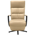 RELAXSESSEL in Leder Beige  - Beige/Schwarz, Design, Leder/Metall (64/112/80cm) - Cantus