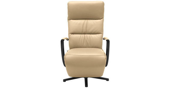 RELAXSESSEL in Leder Beige  - Beige/Schwarz, Design, Leder/Metall (64/112/80cm) - Cantus