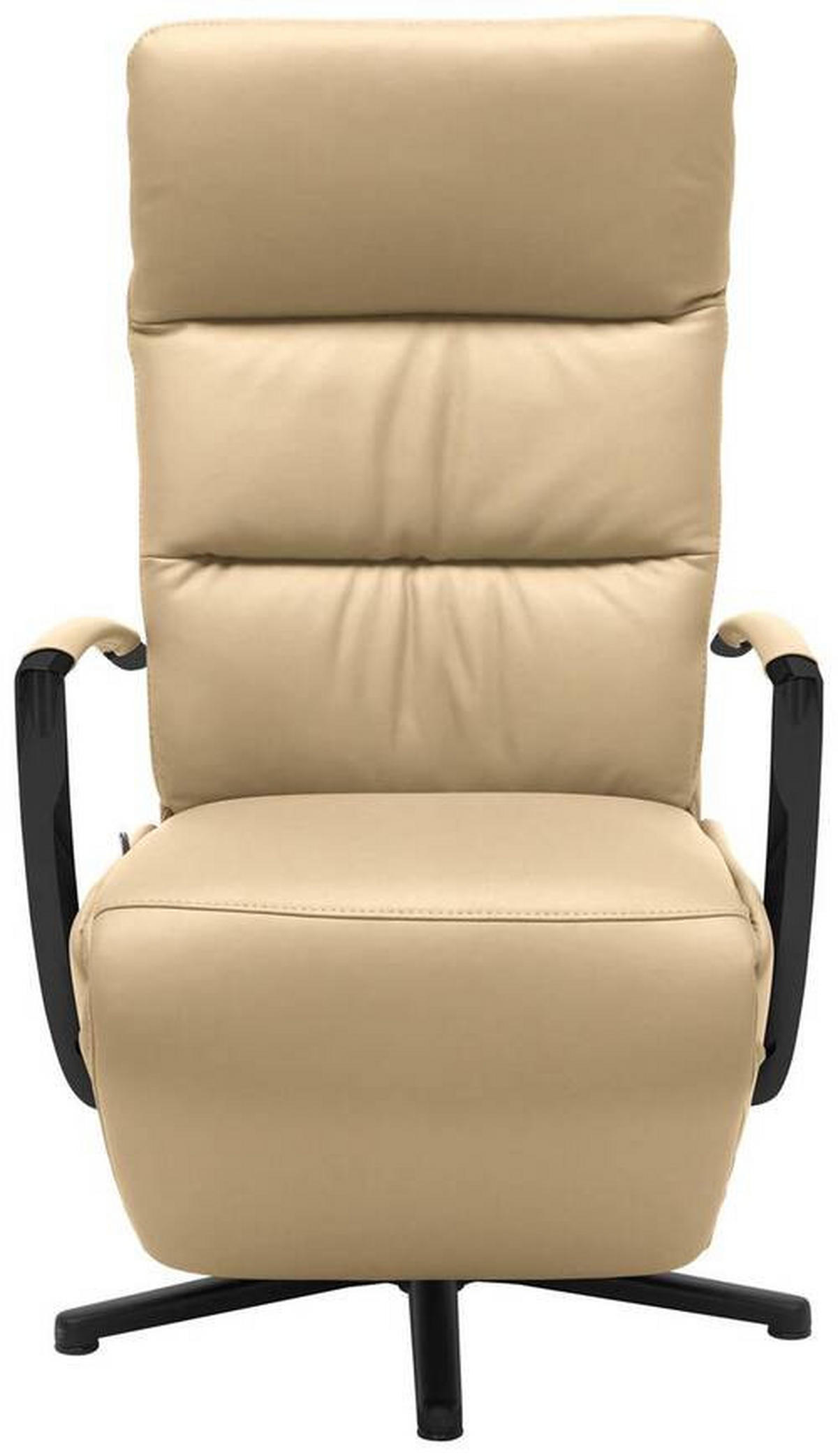 RELAXSESSEL in Leder Beige  - Beige/Schwarz, Design, Leder/Metall (64/112/80cm) - Cantus