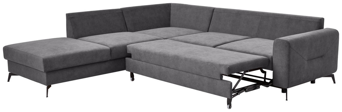ECKSOFA Dunkelgrau Chenille  - Dunkelgrau/Schwarz, KONVENTIONELL, Textil/Metall (257/275cm) - Carryhome
