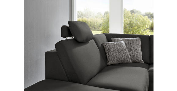 ECKSOFA  in Mikrofaser Anthrazit  242/275 cm  - Anthrazit/Alufarben, Design, Textil/Metall (242/275cm) - Dieter Knoll