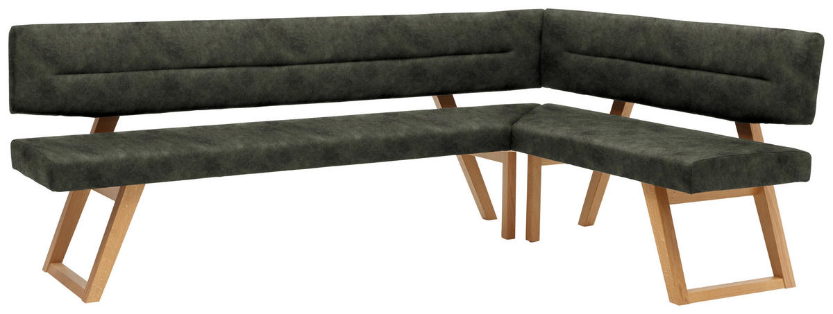 ECKBANK 225/155 cm  in Dunkelgrün  - Dunkelgrün/Eichefarben, KONVENTIONELL, Holz/Textil (225/155cm) - Dieter Knoll
