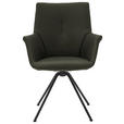 ARMLEHNSTUHL  Beinauswahl, Lederauswahl, Typenauswahl, Sitzfläche 360° drehbar  Echtleder  - Dunkelgrün/Schwarz, Design, Leder/Metall (60/90/61cm) - Dieter Knoll