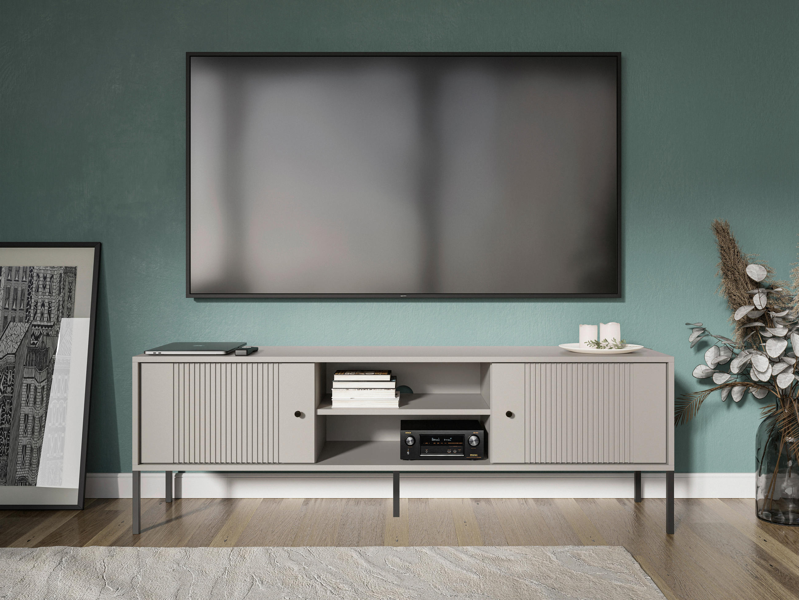 LOWBOARD Iseo  in 154,5/50,5/39 cm  - Kaschmir/Schwarz, Design, Holzwerkstoff/Metall (154,5/50,5/39cm) - Xora