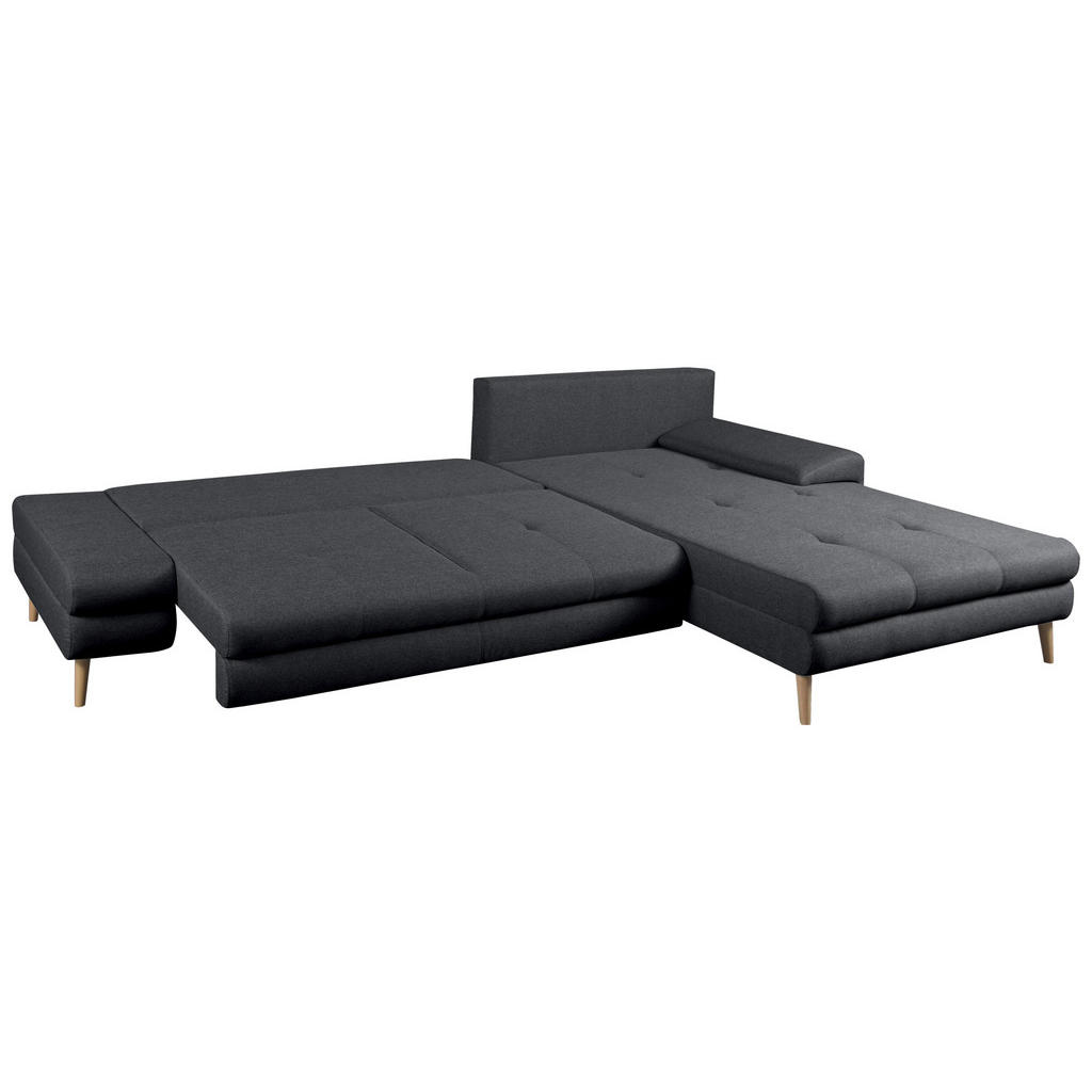 Thumbnail - Mid.you Ecksofa, Dunkelgrau, Textil, Erle, massiv, Uni, 5-Sitzer, seitenverkehrt montierbar, L-Form, 313x215 cm, Made in...
