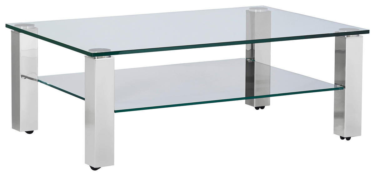 COUCHTISCH in Metall, Glas 110/70/42,5 cm  - Grau, Design, Glas/Kunststoff (110/70/42,5cm)