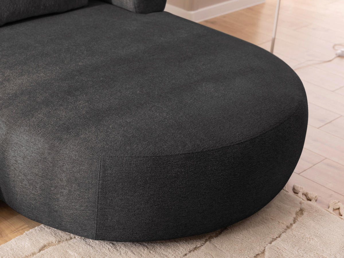 ECKSOFA in Chenille Schwarz  256/156 cm  - Schwarz, Design, Kunststoff/Textil (256/156cm) - Livetastic