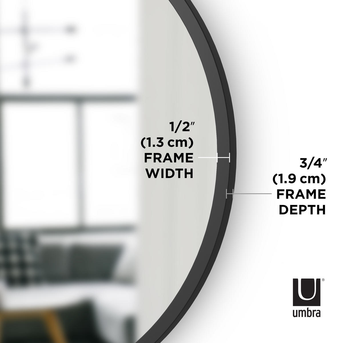 WANDSPIEGEL 61/61/3 cm    in rund  - Schwarz, Design, Glas/Kunststoff (61/61/3cm) - Umbra