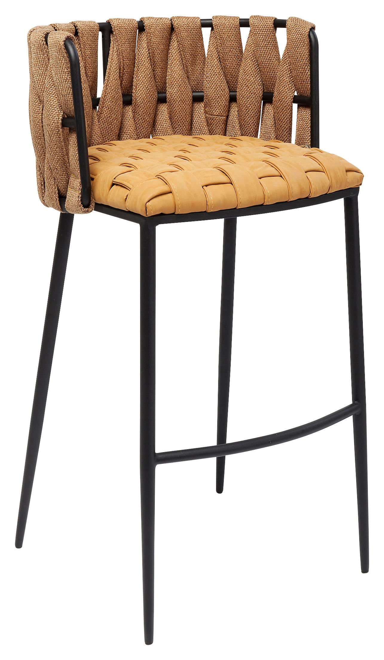 BARHOCKER Braun, Gelb, Schwarz Stoffauswahl  - Gelb/Schwarz, Design, Textil/Metall (53/100/48cm) - Kare-Design