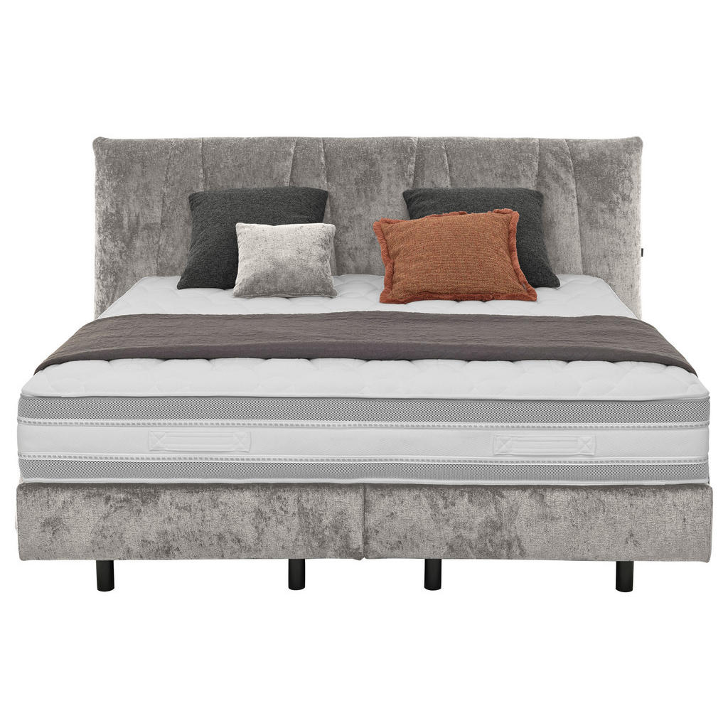 Thumbnail - Musterring Boxspringbett, Hellgrau, Textil, H2 + H3, 7-Zonen, Höhe ca. 25 cm, 180x200 cm, Dgm, gepolstertes Kopfteil, Ko...