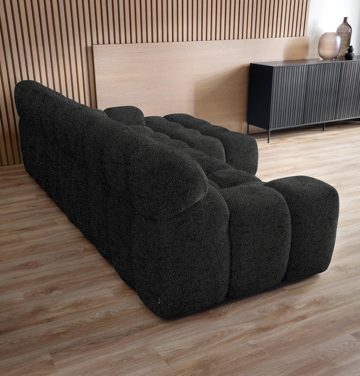 Ecksofa inkl. Funktion Schwarz Webstoff  - Schwarz, MODERN, Kunststoff/Textil (297/180cm) - Welnova