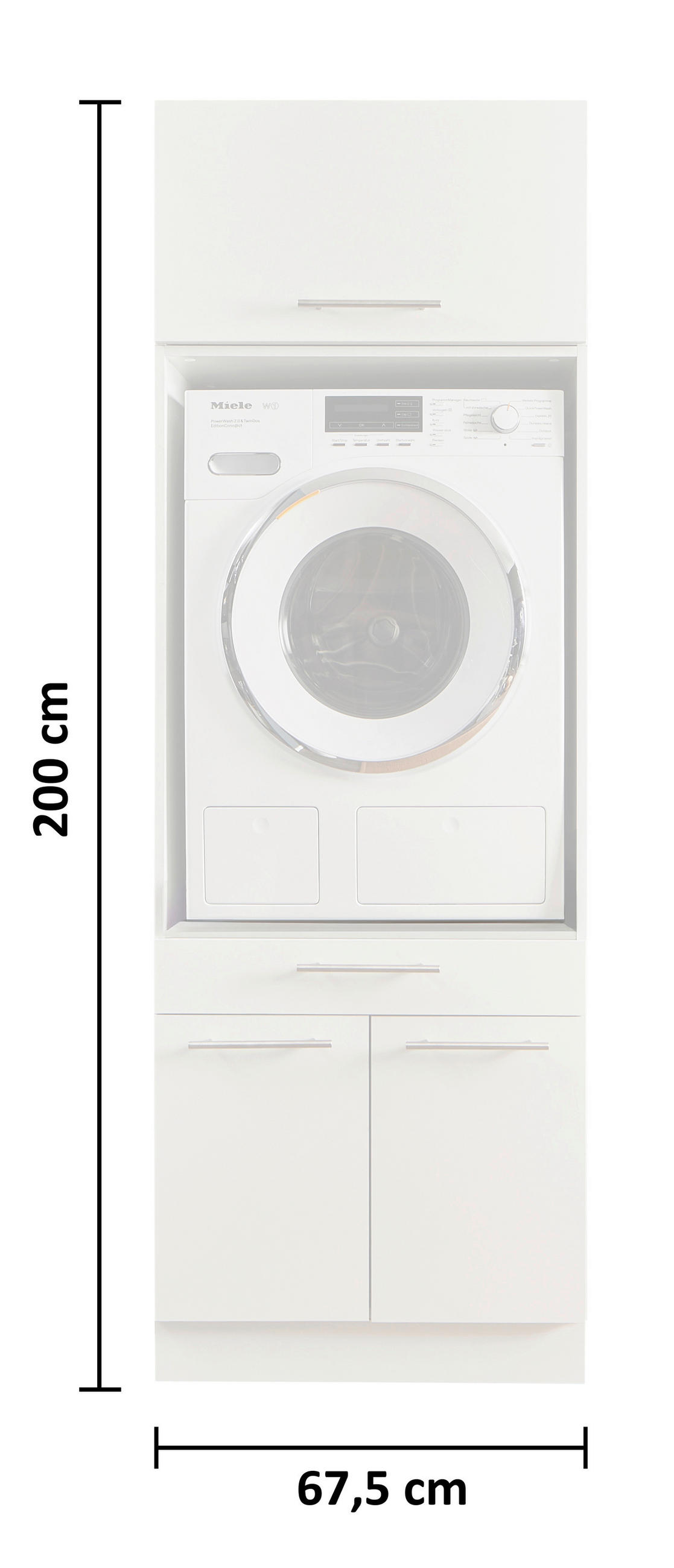 WASCHMASCHINENSCHRANK 67,5/200/67,5 cm  in Anthrazit  - Anthrazit/Silberfarben, Design, Holzwerkstoff/Metall (67,5/200/67,5cm)