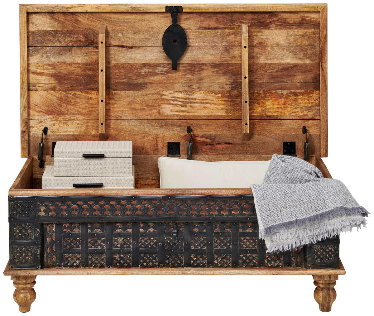 COUCHTISCH in Holz, Metall 120/60/45 cm  - Anthrazit/Naturfarben, Trend, Holz/Metall (120/60/45cm) - Landscape