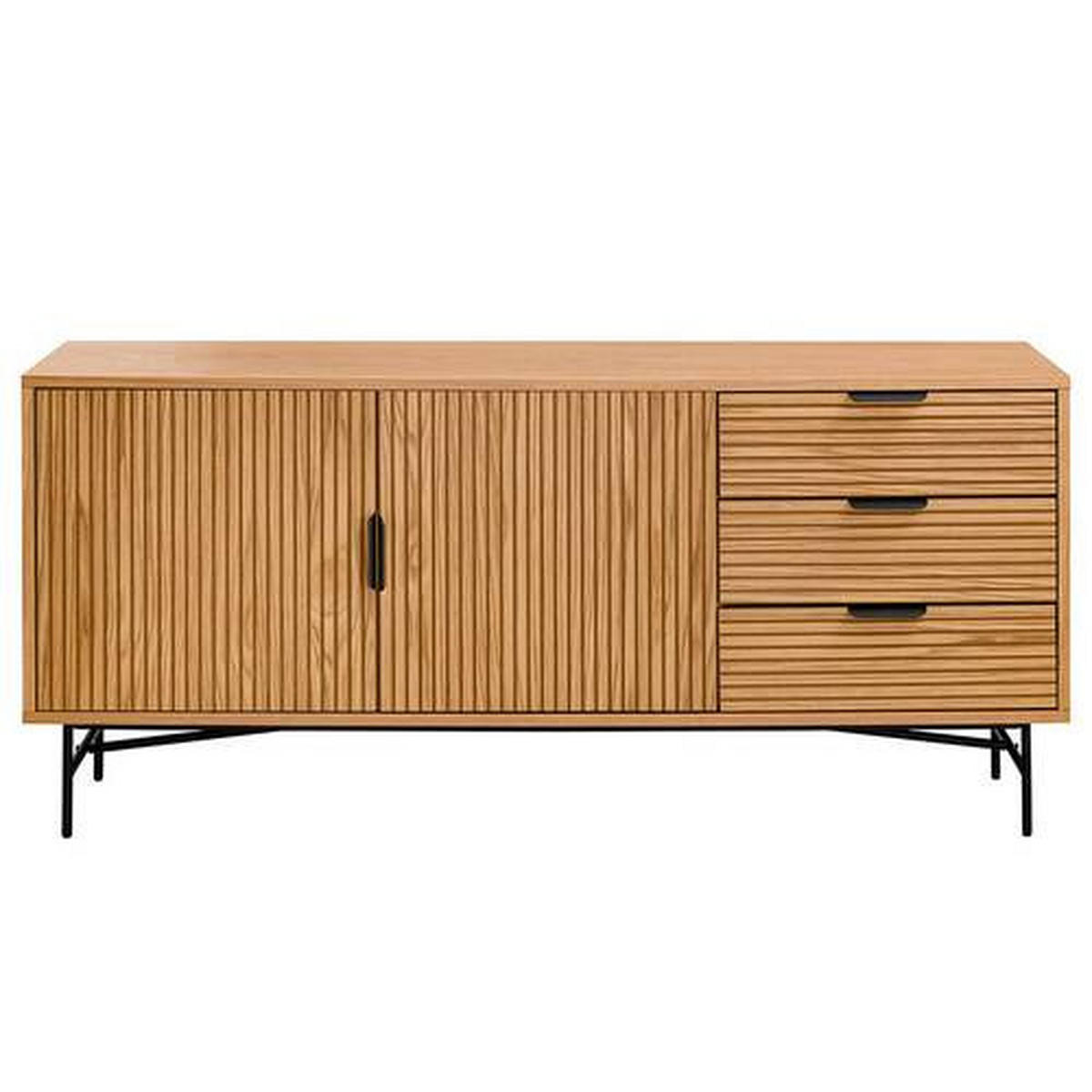 ŠIROKÁ KOMODA, dub, čierna, farba duba, 160/75/40 cm - čierna/farba duba, Lifestyle, kov/drevo (160/75/40cm) - home24