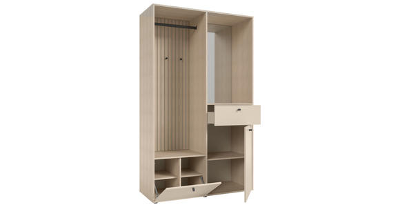 GARDEROBE 4-teilig  in 120/200/50 cm  - Kaschmir/Eichefarben, Design, Glas/Holzwerkstoff (120/200/50cm) - Xora