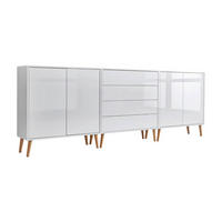 SIDEBOARD Mailand Set 5 + HF  in 237/86/33 cm  - Weiß Hochglanz/Weiß, MODERN, Holz/Holzwerkstoff (237/86/33cm) - MID.YOU