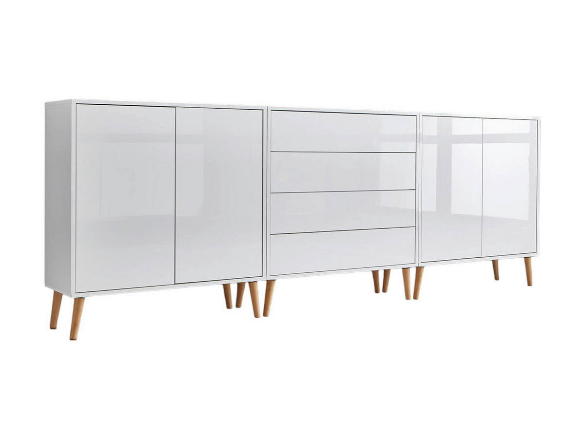 SIDEBOARD Mailand Set 5 + HF  in 237/86/33 cm  - Weiß Hochglanz/Weiß, MODERN, Holz/Holzwerkstoff (237/86/33cm) - MID.YOU