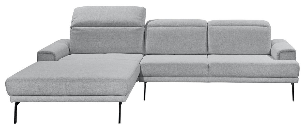 ECKSOFA Grau Flachgewebe  - Chromfarben/Grau, Design, Textil/Metall (193-220/288cm) - Musterring