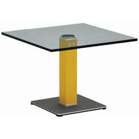 BEISTELLTISCH 60/60/44,5 cm Gelb, Silberfarben quadratisch  - Gelb/Silberfarben, KONVENTIONELL, Glas/Holzwerkstoff (60/60/44,5cm)