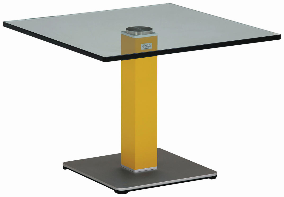 BEISTELLTISCH 60/60/44,5 cm Gelb, Silberfarben quadratisch  - Gelb/Silberfarben, KONVENTIONELL, Glas/Holzwerkstoff (60/60/44,5cm)