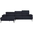 ECKSOFA Anthrazit Velours  - Anthrazit/Schwarz, Design, Textil/Metall (187/295cm) - Novel