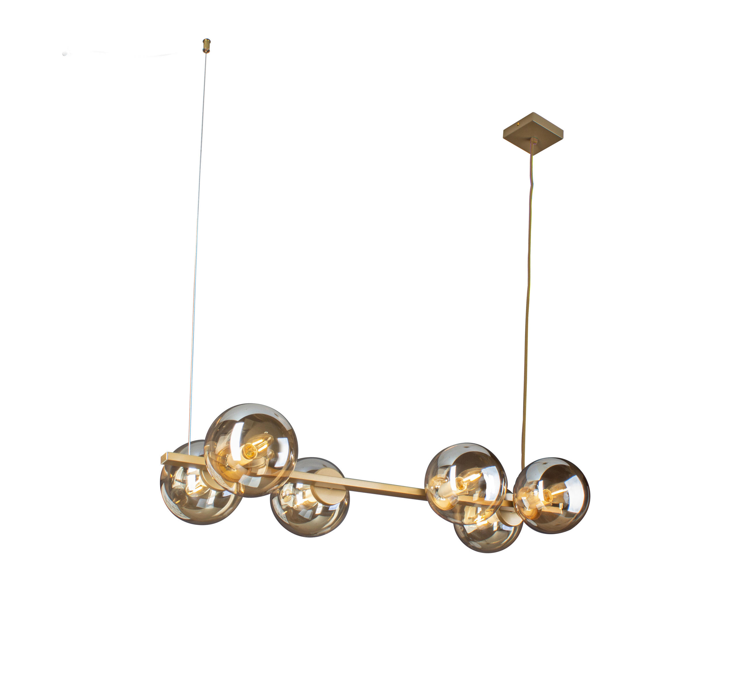 HÄNGELEUCHTE 31,7/80/120 cm   - Goldfarben/Bernsteinfarben, Design, Glas/Metall (31,7/80/120cm)