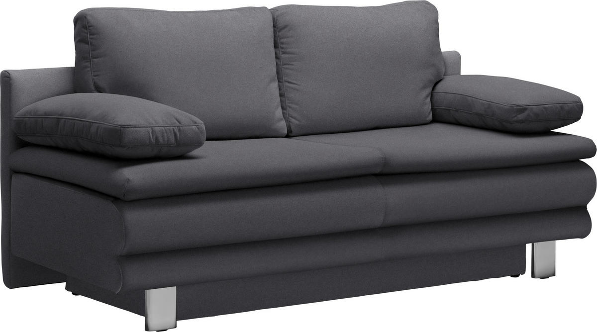 SCHLAFSOFA in Flachgewebe Dunkelgrau  - Chromfarben/Dunkelgrau, Design, Textil/Metall (194/96/86cm) - Novel