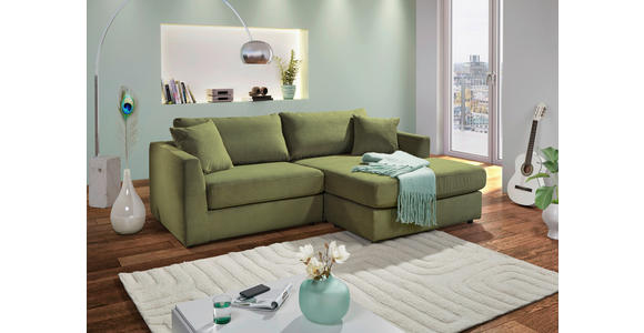 ECKSOFA Dunkelgrün Cord Zierkissen, Rückenkissen, Rücken echt  - Dunkelgrün/Schwarz, KONVENTIONELL, Kunststoff/Textil (234/170cm) - Carryhome