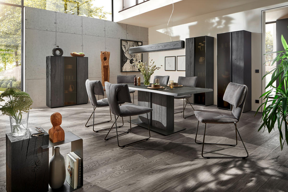 HIGHBOARD  in 109/142/44 cm  - Anthrazit, Design, Glas/Holz (109/142/44cm) - Johann Jakob