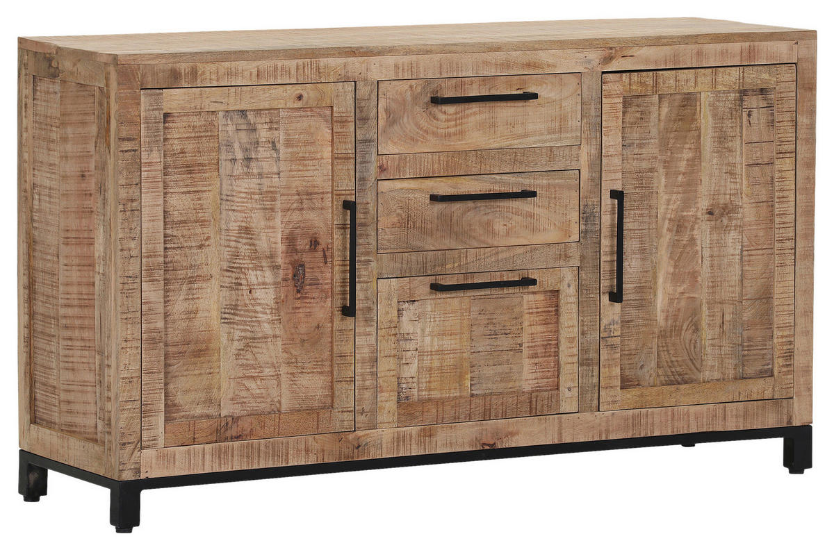 SIDEBOARD  140/80/40 cm 2 Schublade(n)  - Schwarz/Naturfarben, Design, Holz/Metall (140/80/40cm) - Landscape