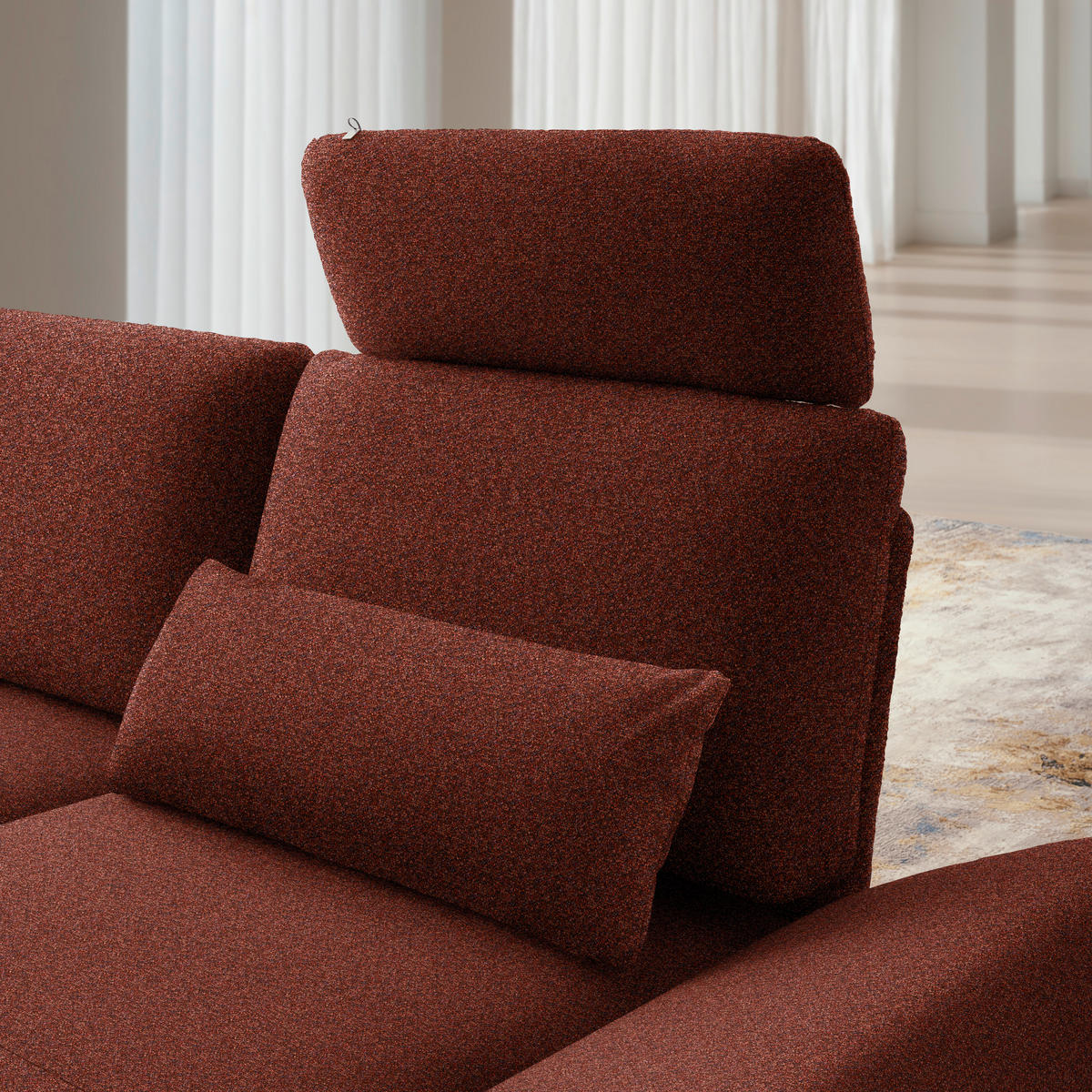 ECKSOFA Flachgewebe Rotorange  - Rotorange/Schwarz, Design, Textil/Metall (234/155cm) - Dieter Knoll