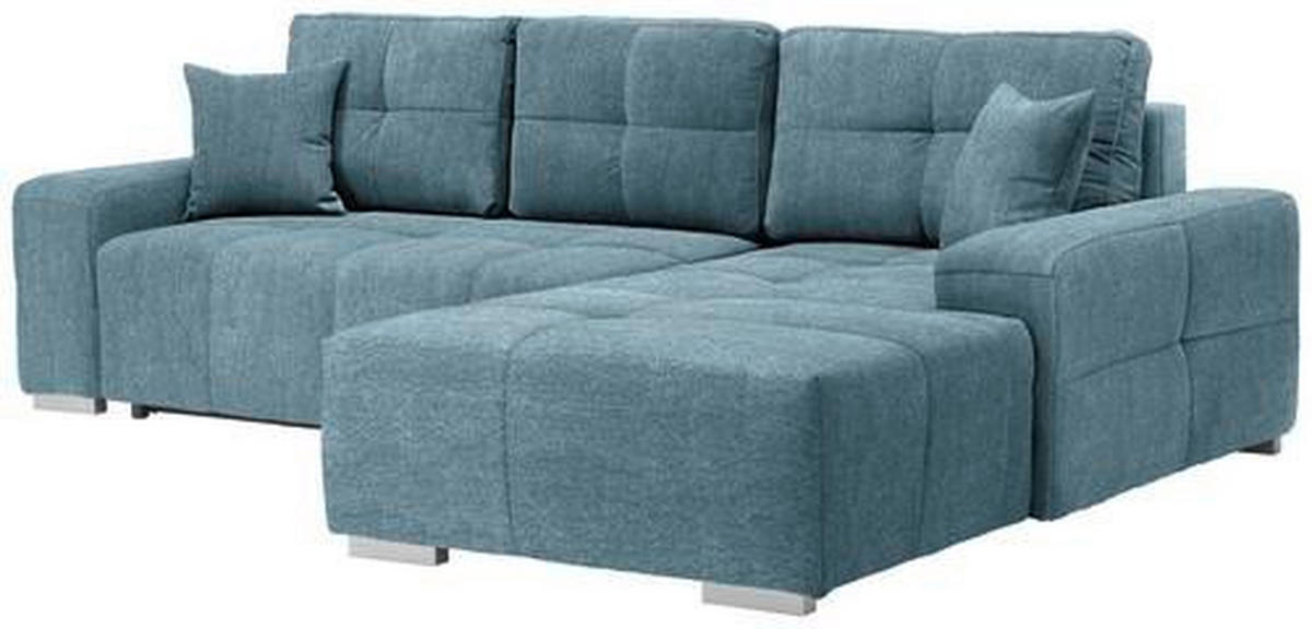 ECKSOFA in Webstoff Türkis  - Türkis/Silberfarben, Design, Kunststoff/Textil (280/194cm) - Carryhome