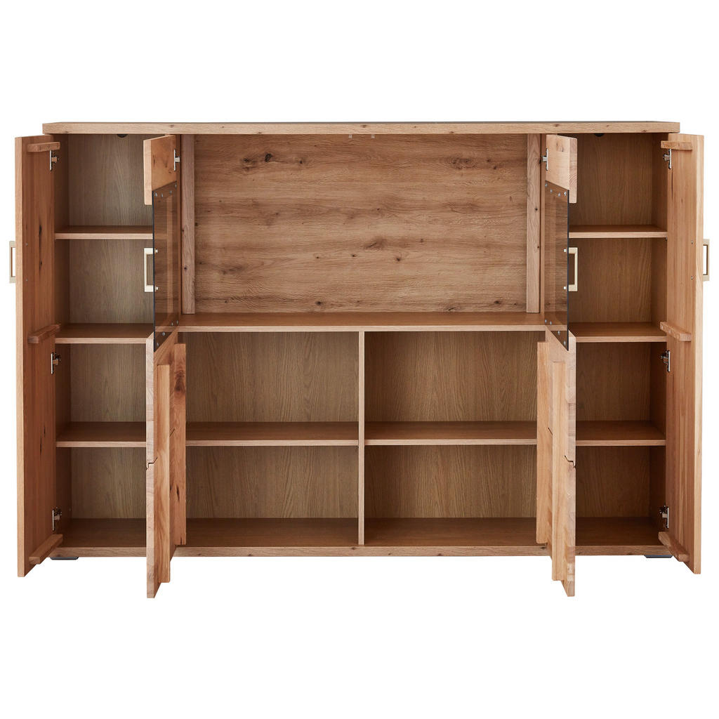 Thumbnail - Livetastic Highboard, Alteiche, Holz, Glas, Eiche,Eiche,Eiche,Eiche,Eiche, massiv, 8 Fächer, 180x124.6x37.4 cm, Made in ...