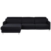 ECKSOFA in Echtleder Schwarz  - Chromfarben/Schwarz, Design, Leder/Metall (176/291cm) - Valdera