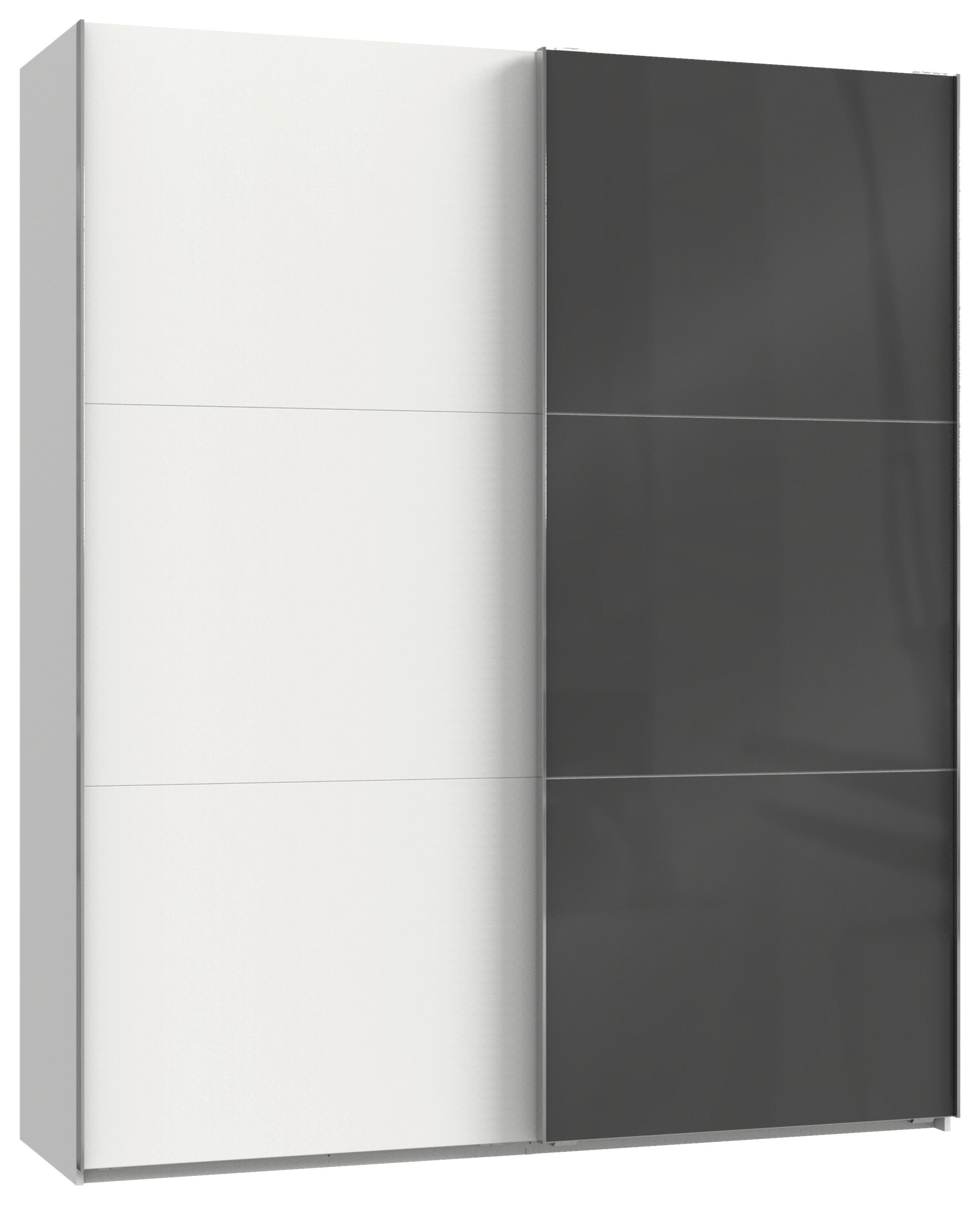 SCHWEBETÜRENSCHRANK  in Grau, Weiß  - Chromfarben/Weiß, MODERN, Holzwerkstoff (200/236/65cm) - MID.YOU
