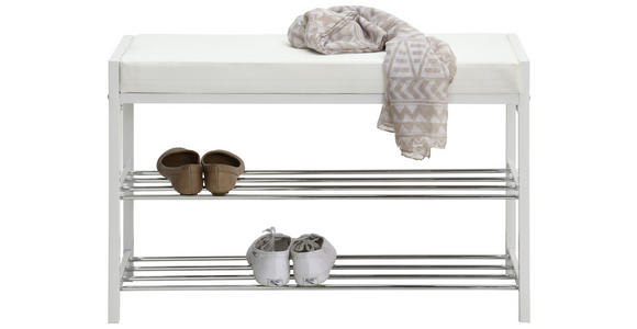 SCHUHBANK Weiß  - Weiß, Design, Textil/Metall (80/52/30cm) - Carryhome