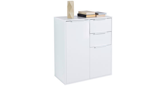 KOMMODE , 72/87/35,3 cm, 2 Schublade(n)  - Weiß Hochglanz/Schwarz, Design, Holzwerkstoff/Kunststoff (72/87/35,3cm) - Carryhome