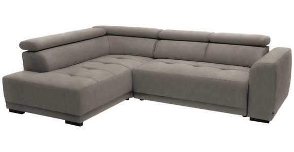 ECKSOFA in Feincord Graubraun 205/284 cm - Graubraun/Schwarz, Design, Kunststoff/Textil (205/284cm) - Xora