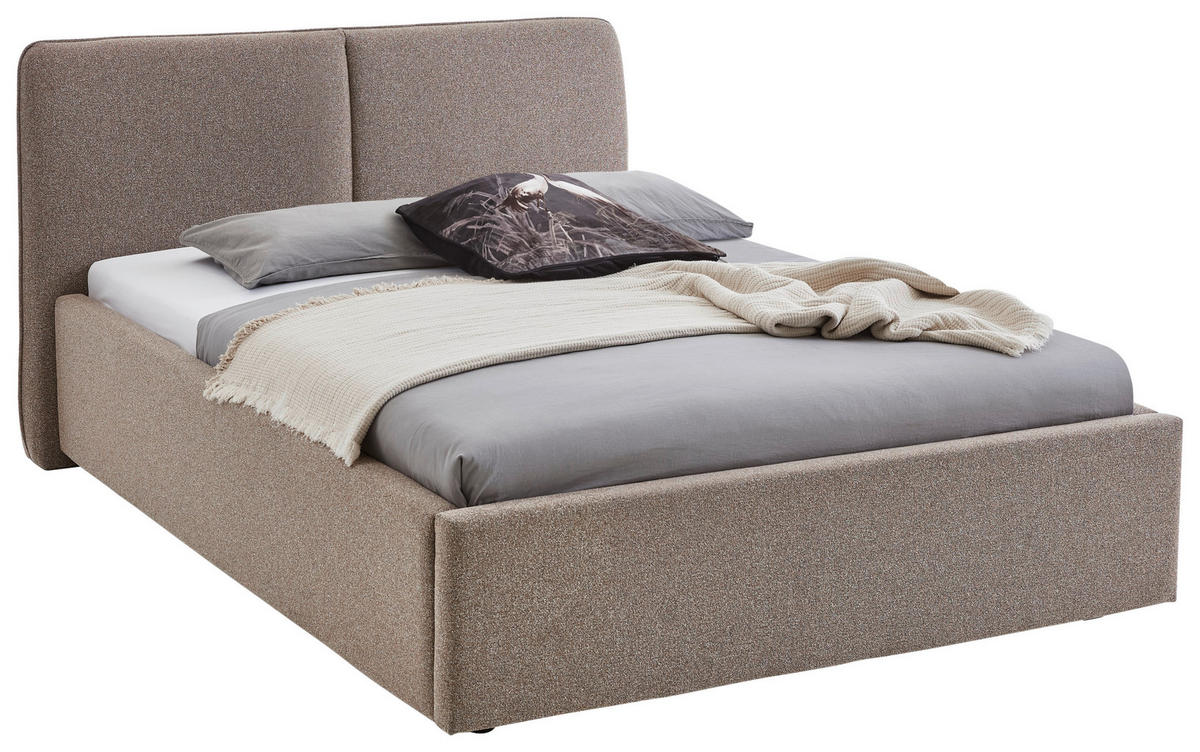 POLSTERBETT 140/200 cm,  in Braun,  - Schwarz/Braun, Design, Holz/Textil (140/200cm) - Stylife
