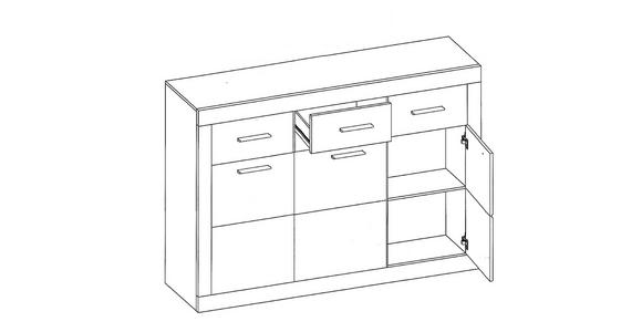 KOMMODE 117/88/37 cm in Weiß, Sonoma Eiche - Silberfarben/Alufarben, Design, Holz/Holzwerkstoff (117/88/37cm) - Xora