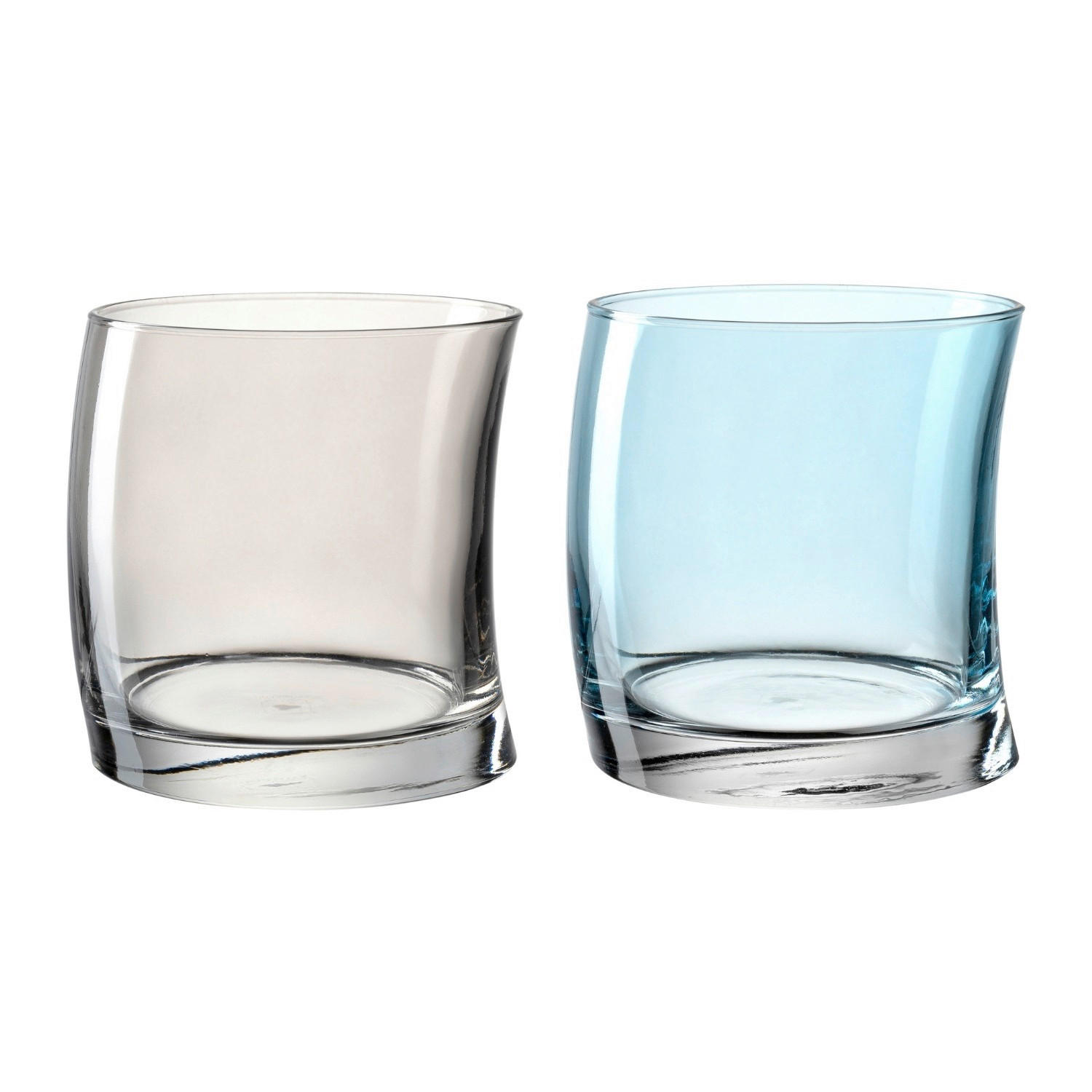 SKLENIČKA - světle šedá/světle modrá, Basics, sklo (355ml) - Leonardo