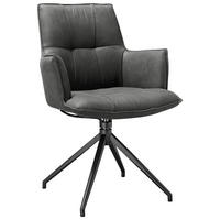 SCAUN CU BRAȚE in negru, gri închis  - gri închis/negru, Design, metal/textil (59/88,5/62cm) - Novel