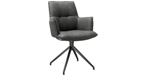 ARMLEHNSTUHL  in Eisen Mikrofaser  - Dunkelgrau/Schwarz, Design, Textil/Metall (59/88,5/62cm) - Novel