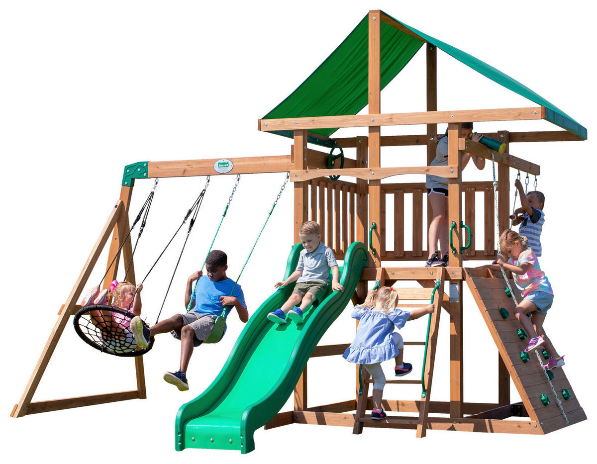 SPIELTURM GRAYSON PEAK 380/300/410 cm  - Braun/Grün, Konventionell, Holz (380/300/410cm)