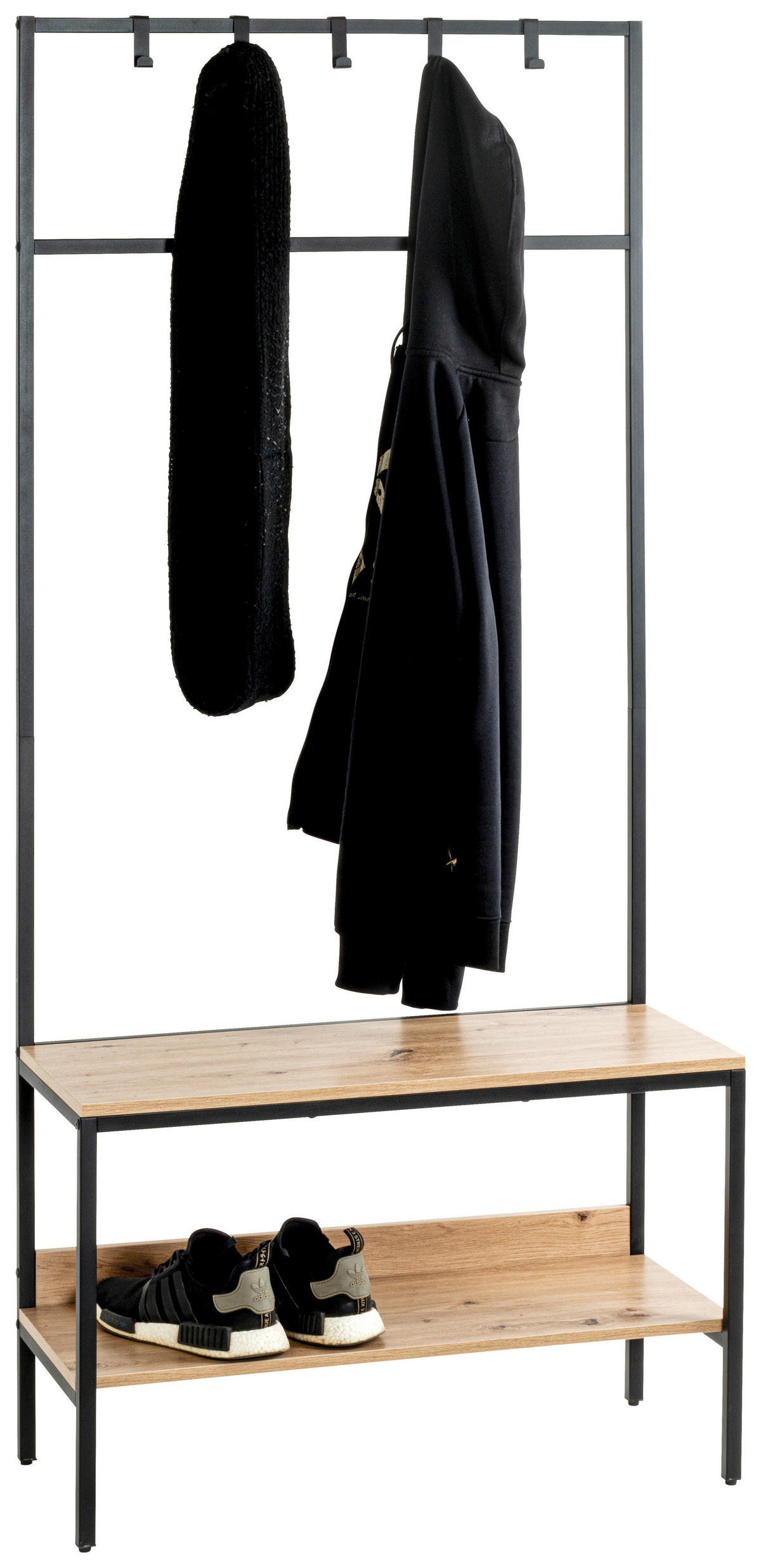 GARDEROBE  in 80/180/35 cm  - Eichefarben/Schwarz, Design, Holzwerkstoff/Metall (80/180/35cm)