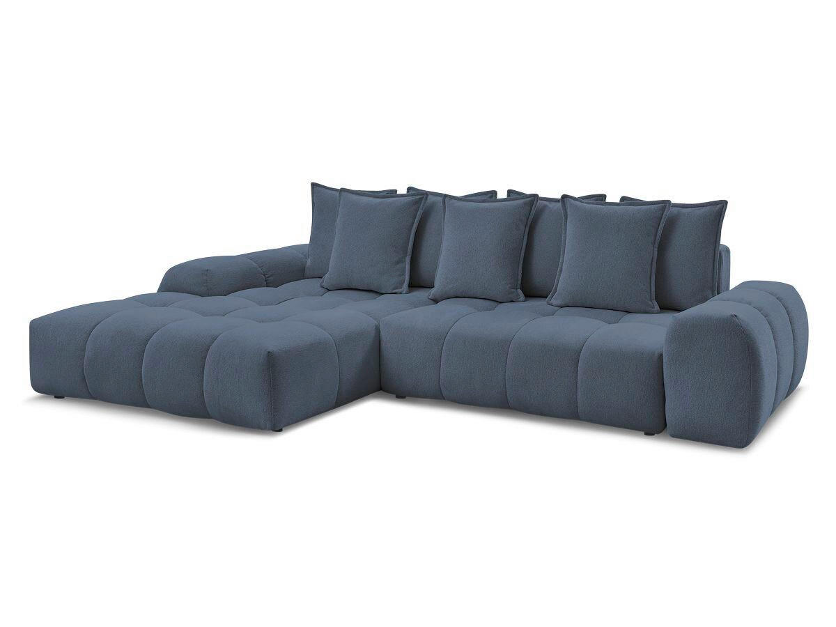 ECKSCHLAFSOFA EVEREST  mit Rücken echt, Armteil links, Armteil rechts Flachgewebe Dunkelblau  - Schwarz/Dunkelblau, MODERN, Kunststoff/Textil (180/318cm) - Livetastic