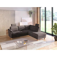 ECKSOFA PALMERA V Dunkelbraun Flachgewebe Kopfstütze  - Eichefarben/Dunkelbraun, KONVENTIONELL, Holz/Textil (236/212cm) - Sit & More