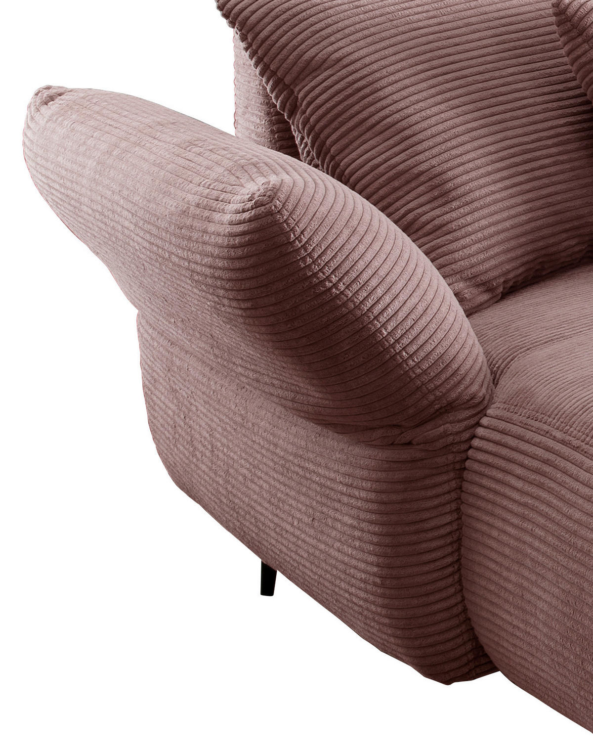 ECKSOFA in Cord Rosa  - Schwarz/Rosa, Design, Textil/Metall (178/264-302cm) - Livetastic