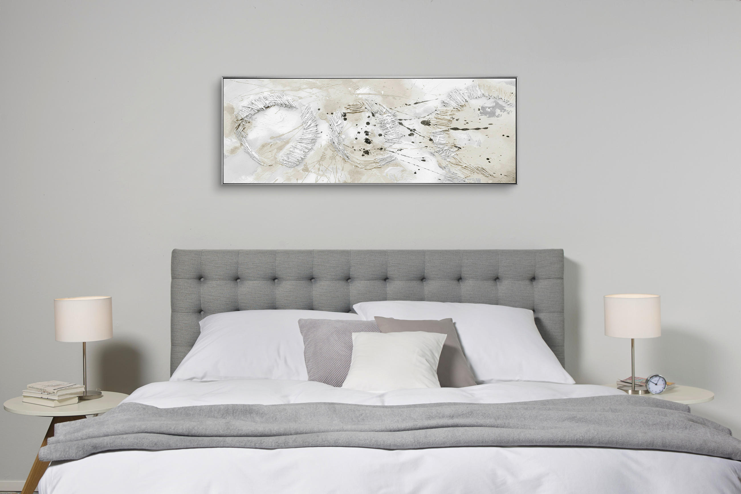 ÖLGEMÄLDE Abstraktes 150/55 cm  - Beige/Silberfarben, Design, Naturmaterialien/Holz (150/55cm) - Monee